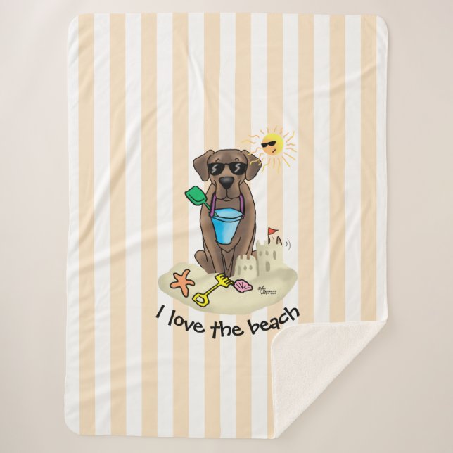 Couverture Sherpa Summer Beach Chocolat Lab Chien Labrador Retriever (Devant)