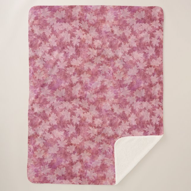 Couverture Sherpa Sunbleached Maple Leaves on Red Sherpa Blanket (Devant)