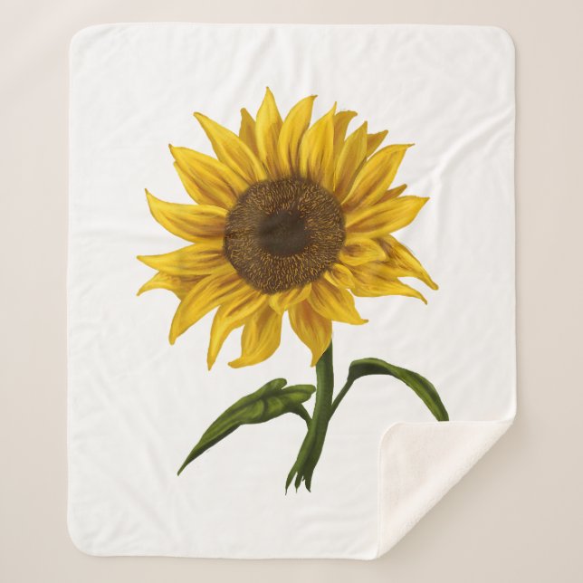 Couverture Sherpa Sunflower Sunshine Floral Aquarelle Fleur (Devant)