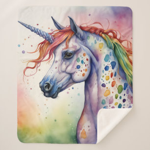 Couverture Sherpa Superbe aquarelle colorée Appaloosa Unicorn