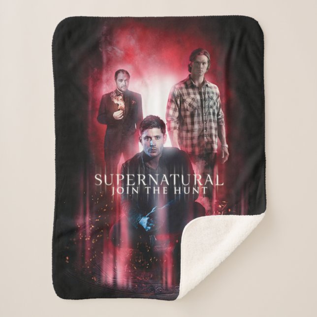Couverture Sherpa Supernatural Crowley, Dean et Sam (Devant)
