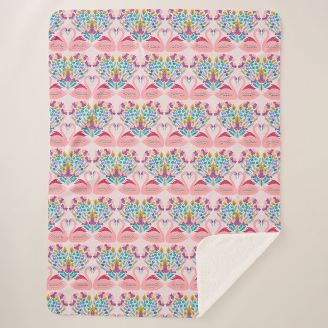 Couverture Sherpa Swans Love - Couples Valentine's Day Blanket (Devant)