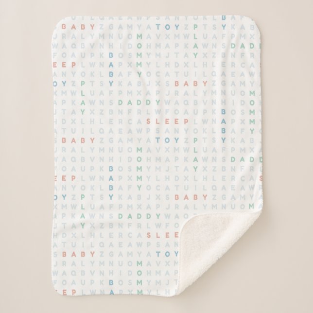 Couverture Sherpa Sweet Baby Alphabet ABCs Pastel Colors Blue (Devant)
