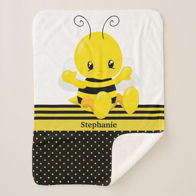 Couverture Sherpa Sweet Baby Bee Nom personnalisé (Devant)