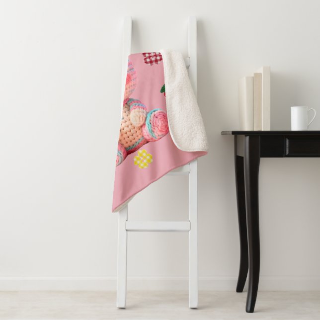 Couverture Sherpa Sweet Crochet Bunny (En situation)