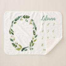 Sweet Greenery Baby Name Monthly Milestone Photo