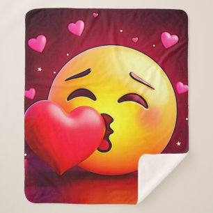 Couverture Sherpa Sweet Kiss Heart Emoji