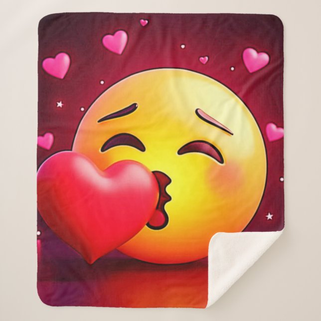 Couverture Sherpa Sweet Kiss Heart Emoji (Devant)