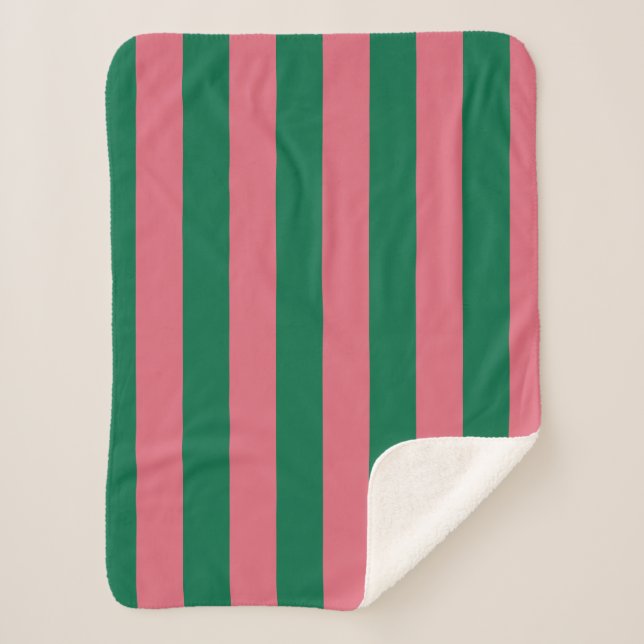 Couverture Sherpa Sweetheart Rose Pickle Rayure Verte (Devant)