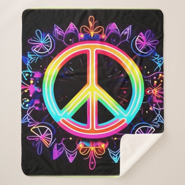 Couverture Sherpa Symbole de paix arc-en-ciel Art (Devant)