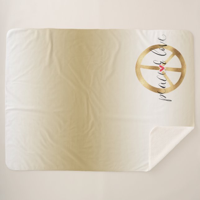 Couverture Sherpa Symbole de paix Gold Inspirational (Devant (Horizontal))