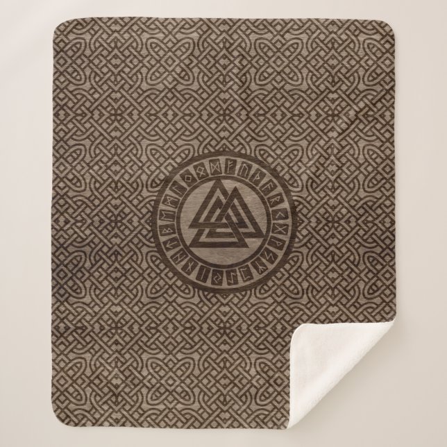 Couverture Sherpa Symbole et runes de Valknut sur le motif celtique (Devant)