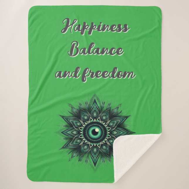 Couverture Sherpa Symbole oculaire vert foncé du Monogramme | (Devant)