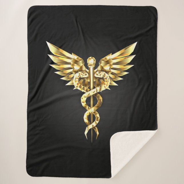 Couverture Sherpa Symbole Polygonal Or Caduceus (Devant)