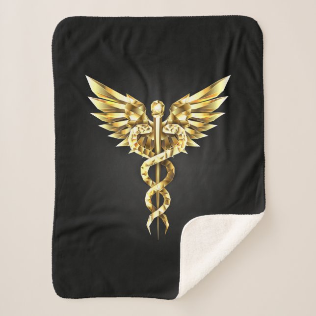Couverture Sherpa Symbole Polygonal Or Caduceus (Devant)
