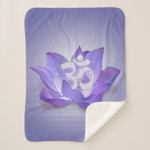 Couverture Sherpa Symbole Very Peri Lotus et OM