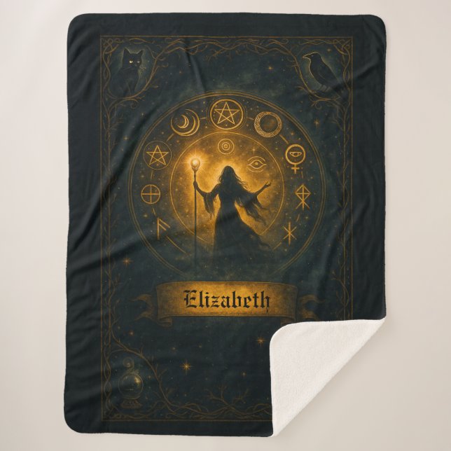 Couverture Sherpa Symboles anciens et sorcières magiques Nom personn (Devant)