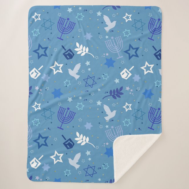 Couverture Sherpa Symboles Hanoukka (Devant)