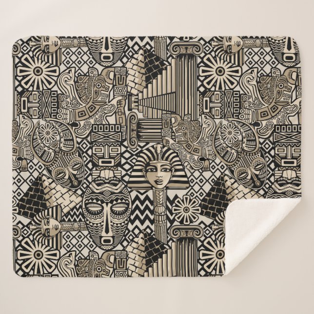 Couverture Sherpa Symboles historiques anciens Style de tatouage (Devant (Horizontal))