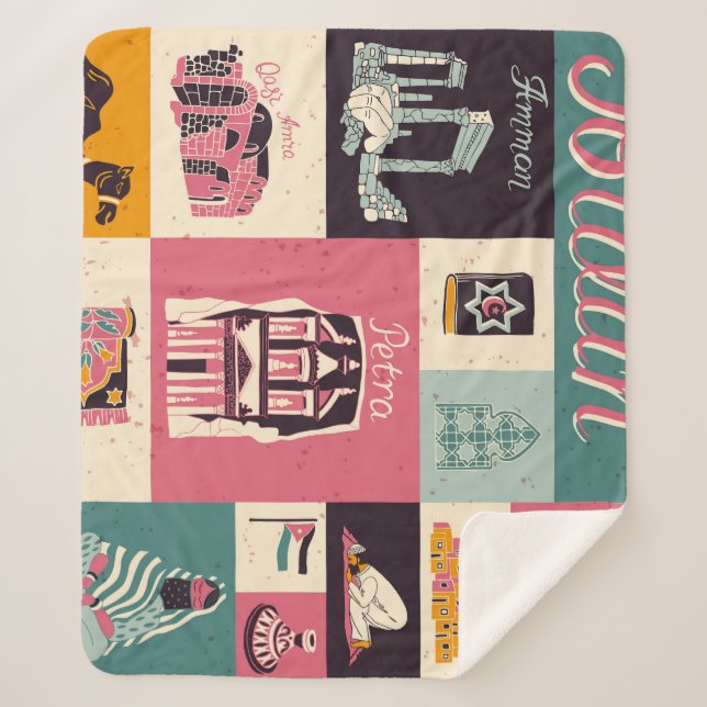 Couverture Sherpa Symboles illustrés de la culture jordanienne (Devant)