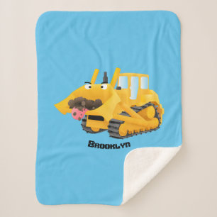 Couverture Sherpa Sympa joli caractère de dessin animé au bulldozer