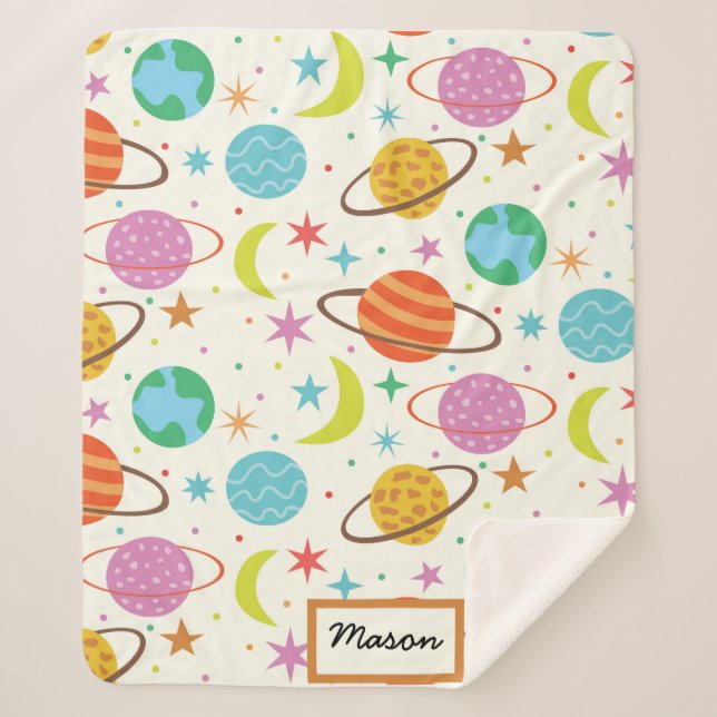 Couverture Sherpa Système Solaire Planète Espace Bébé Personnalisé  (Devant)