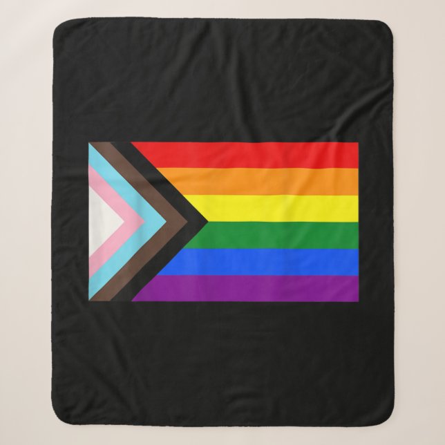 Couverture Sherpa T-shirt LGBT Flag de la fierté de progrès (Devant)