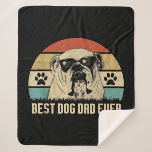 Couverture Sherpa T-shirt Meilleur Papa de Bulldog Anglais Vintage