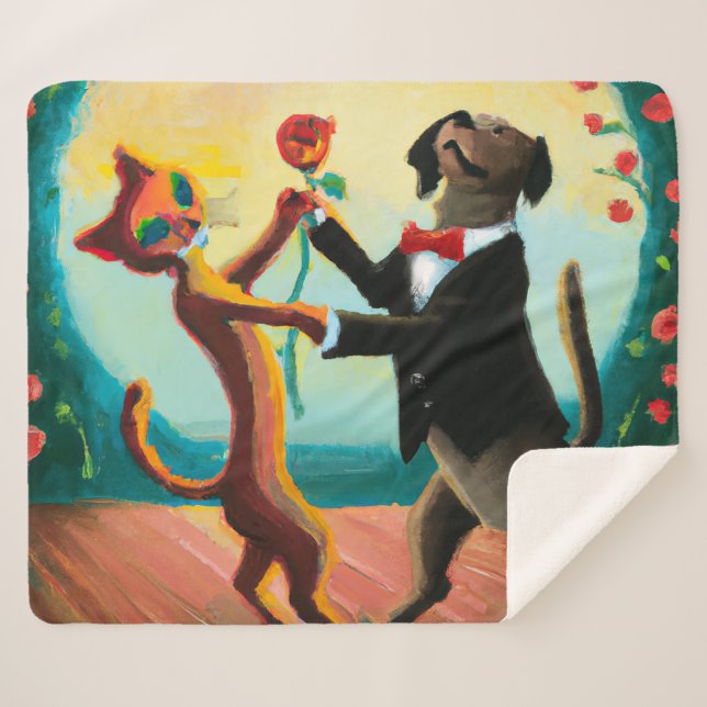 Couverture Sherpa Tango de danse de chat et de chien en Dance Club,  (Devant (Horizontal))