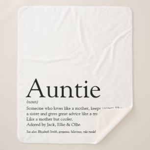 Couverture Sherpa Tante cool drôle moderne noir et blanc Citation