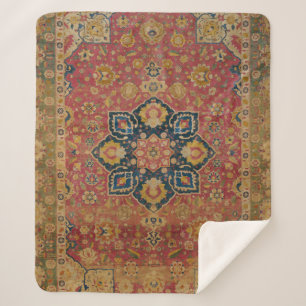 Couverture Sherpa Tapis persan asiatique Kashan en or rouge