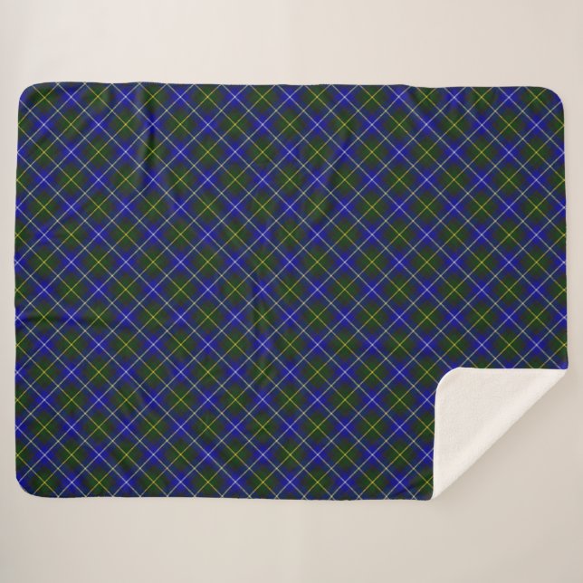 Couverture Sherpa tartan bleu vert Macneil de Barra (Devant (Horizontal))