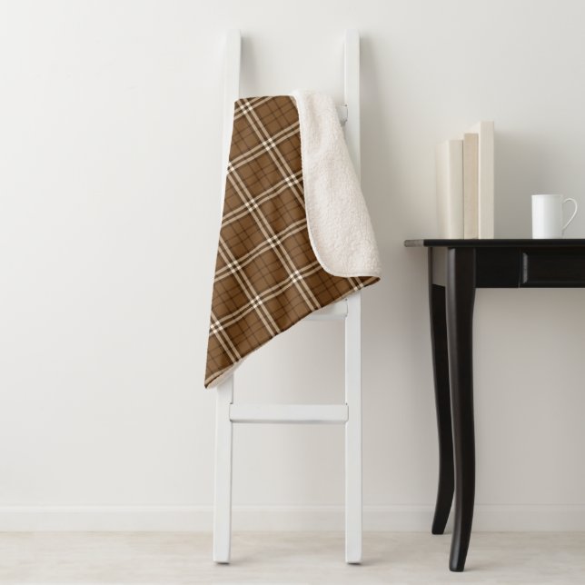 Couverture Sherpa Tartan Brown (En situation)