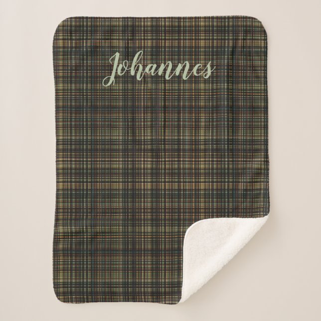 Couverture Sherpa Tartan foncé (Plaid) personnalisé (Devant)