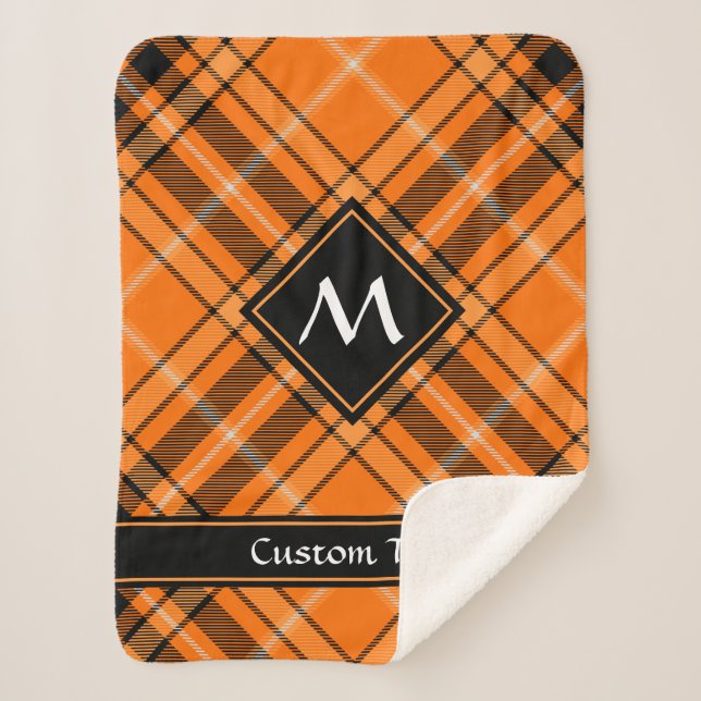 Couverture Sherpa Tartan orange d'Halloween (Devant)
