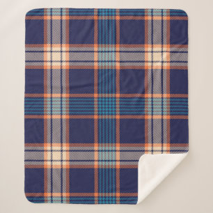 Couverture Sherpa Tartan plaid, texture marine colorée.