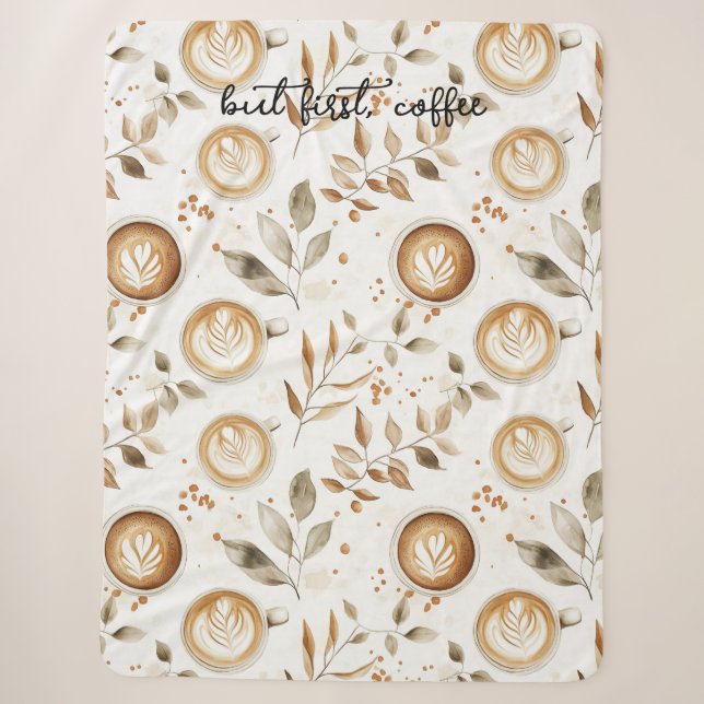 Couverture Sherpa Tasses de café Feuilles (Devant)