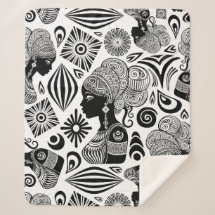 Couverture Sherpa Tatouage Tribal Portrait de Fille Africaine