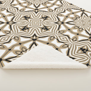 Couverture Sherpa Taupe beige Brown Black White Bohemian Tribe Art