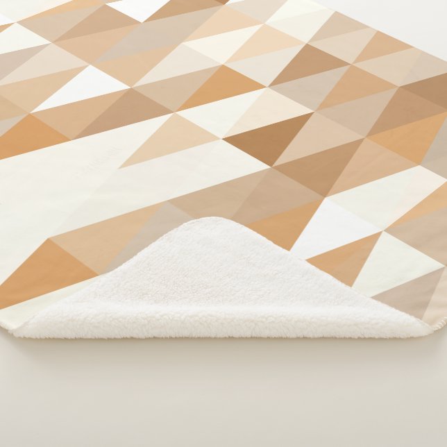 Couverture Sherpa Taupe ivoire moderne Gris Tan Brown Motif triangle (3/4)