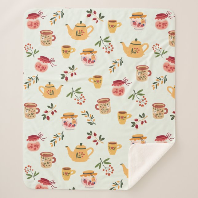 Couverture Sherpa Tea Time Motif sans faille (Devant)