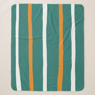 Couverture Sherpa Teal Green et Orange Minimaliste Bandes Verticales