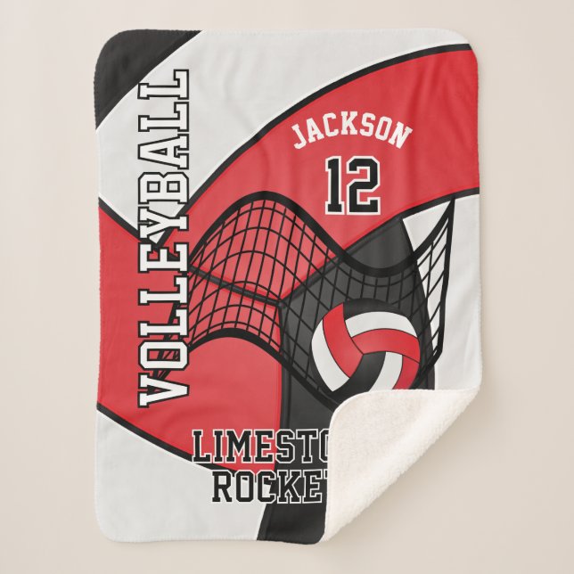 Couverture Sherpa Team Volleyball 🏐 Sport Rouge, Blanc et Noir (Devant)