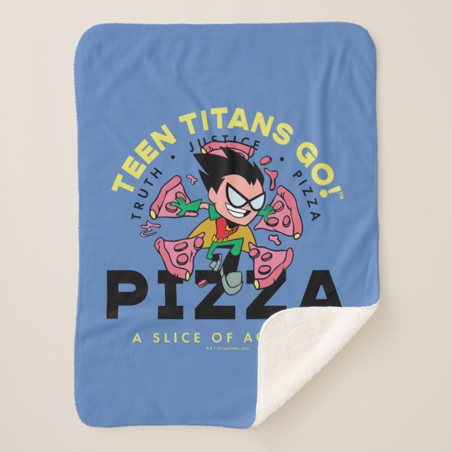 Couverture Sherpa Teen Titans Go ! Robin "Truth Justice Pizza" (Devant)