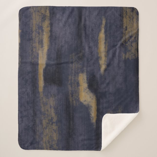 Couverture Sherpa teintes douces Abstraites Bleu profond & Or (Devant)
