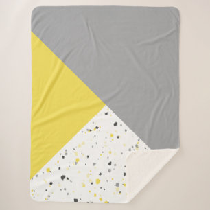 Couverture Sherpa Tendance gris-jaune Terrazzo
