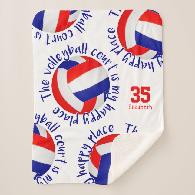 Couverture Sherpa terrain de volley-ball bleu rouge heureux lieu (Devant)