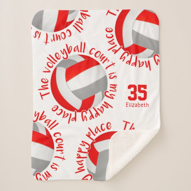 Couverture Sherpa terrain de volley-ball gris rouge bonne typographi (Devant)