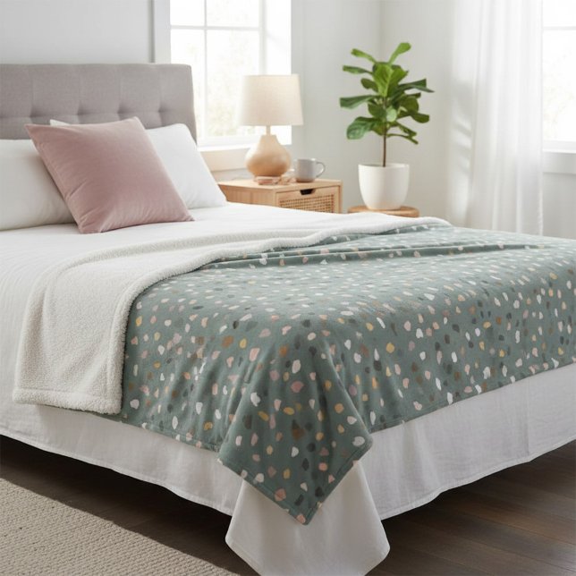 Couverture Sherpa Terrazzo moderne Motif doux Neutre (Créateur téléchargé)