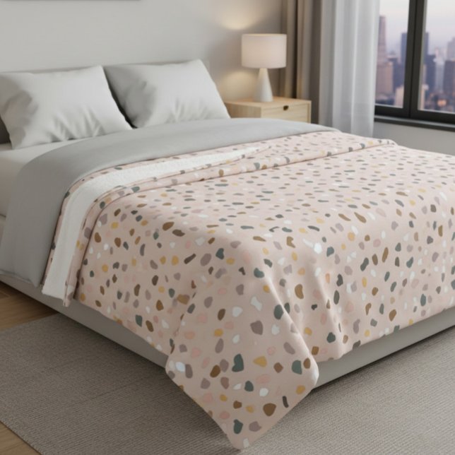 Couverture Sherpa Terrazzo moderne Motif doux Neutre (Créateur téléchargé)